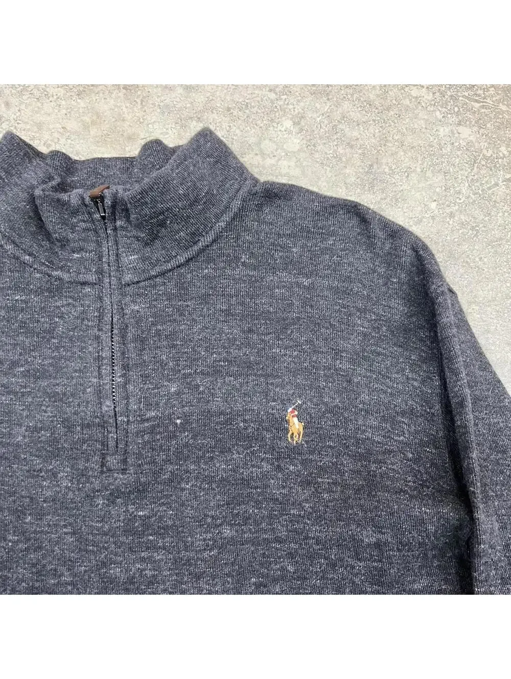 vintage polo ralph lauren dark grey quarter zip sweater size xl